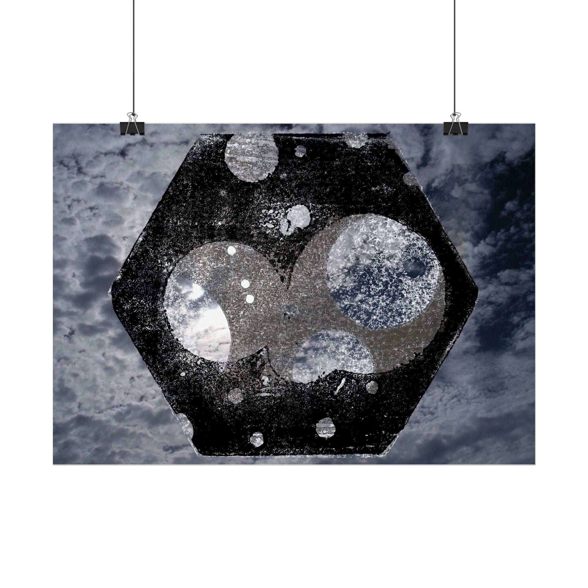 Abstracte hemelse zeshoek poster — Sfeervolle ruimte muurdecoratie 