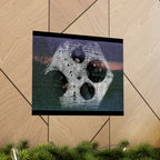 Abstract Cosmic Hex Matte Poster — Surreal Moon & Film Reel Wall Art