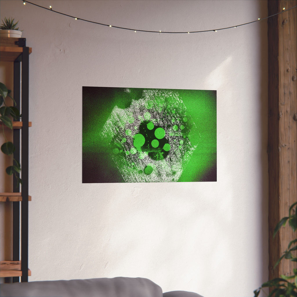 Abstract Neon Green Geometric Matte Poster — Modern Sci‑Fi Wall Art