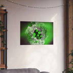 Abstract Neon Green Geometric Matte Poster — Modern Sci‑Fi Wall Art