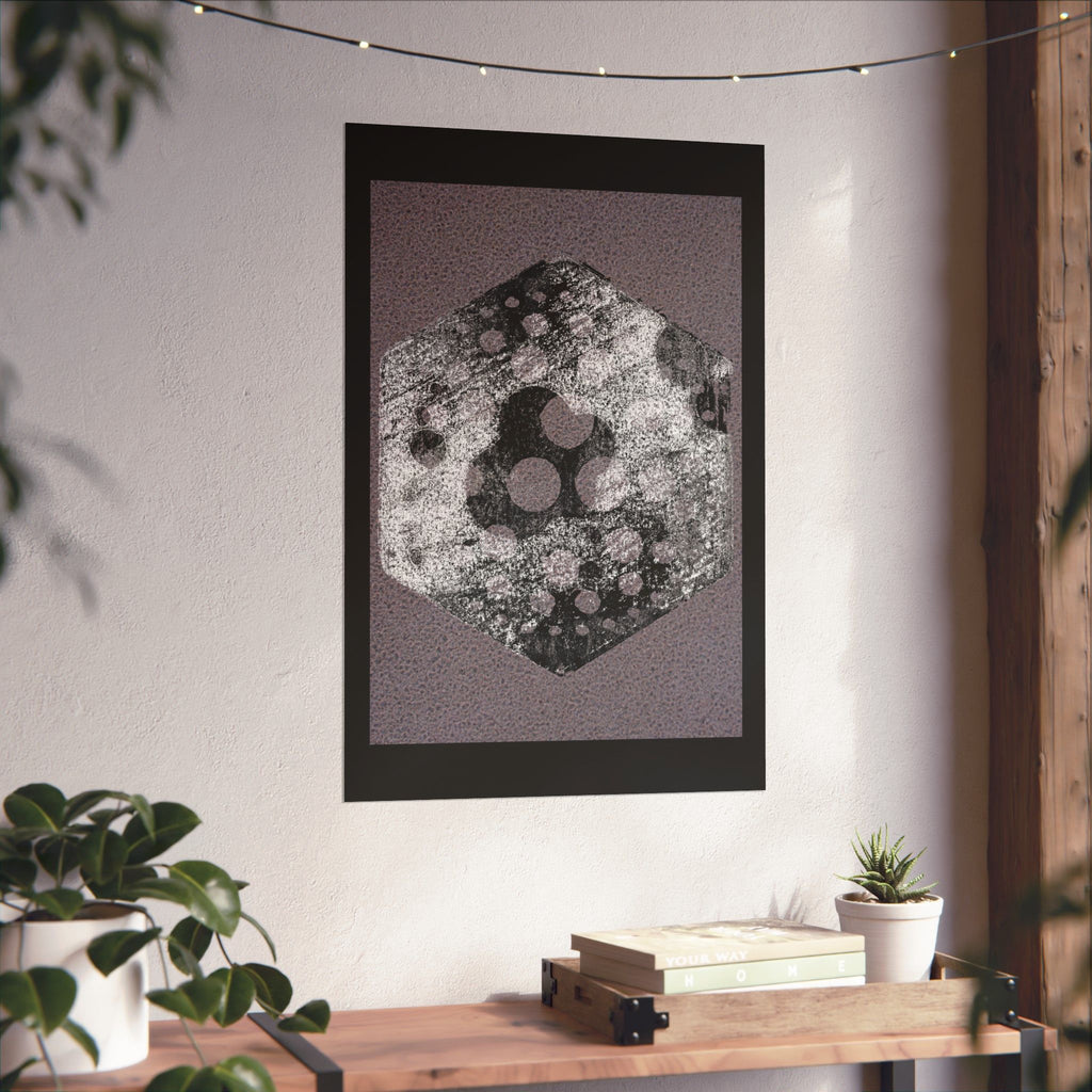 Abstract Hexagon Art Poster — Textured Grunge Matte Vertical Print