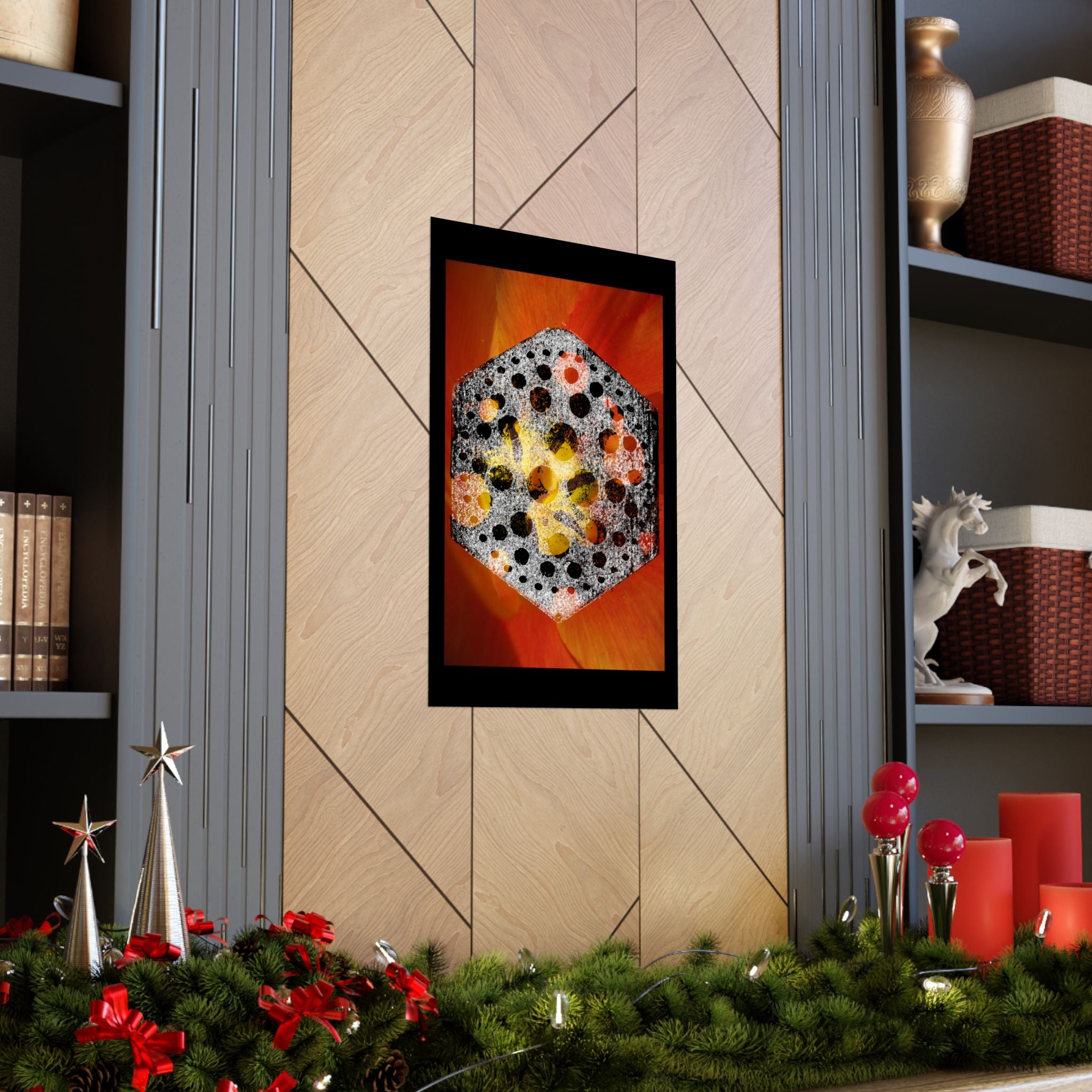Abstract Hexagon Floral Poster — Matte Vertical Art Print