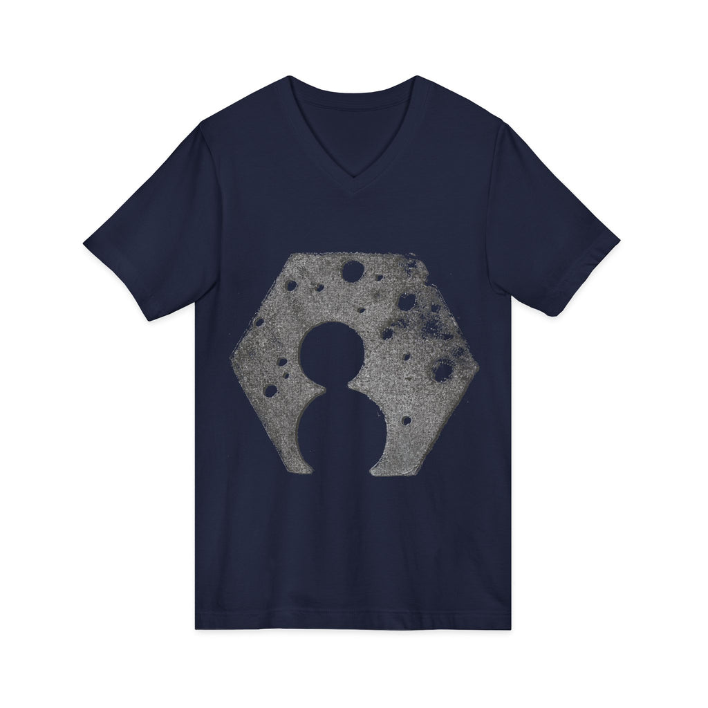 Hex Moon Graphic Tee Design Hex02 — Distressed Space Cheese Vintage Astronomy V-Neck T-Shirt