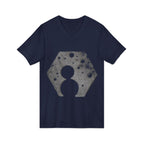 Hex Moon Graphic Tee Design Hex02 — Distressed Space Cheese Vintage Astronomy V-Neck T-Shirt