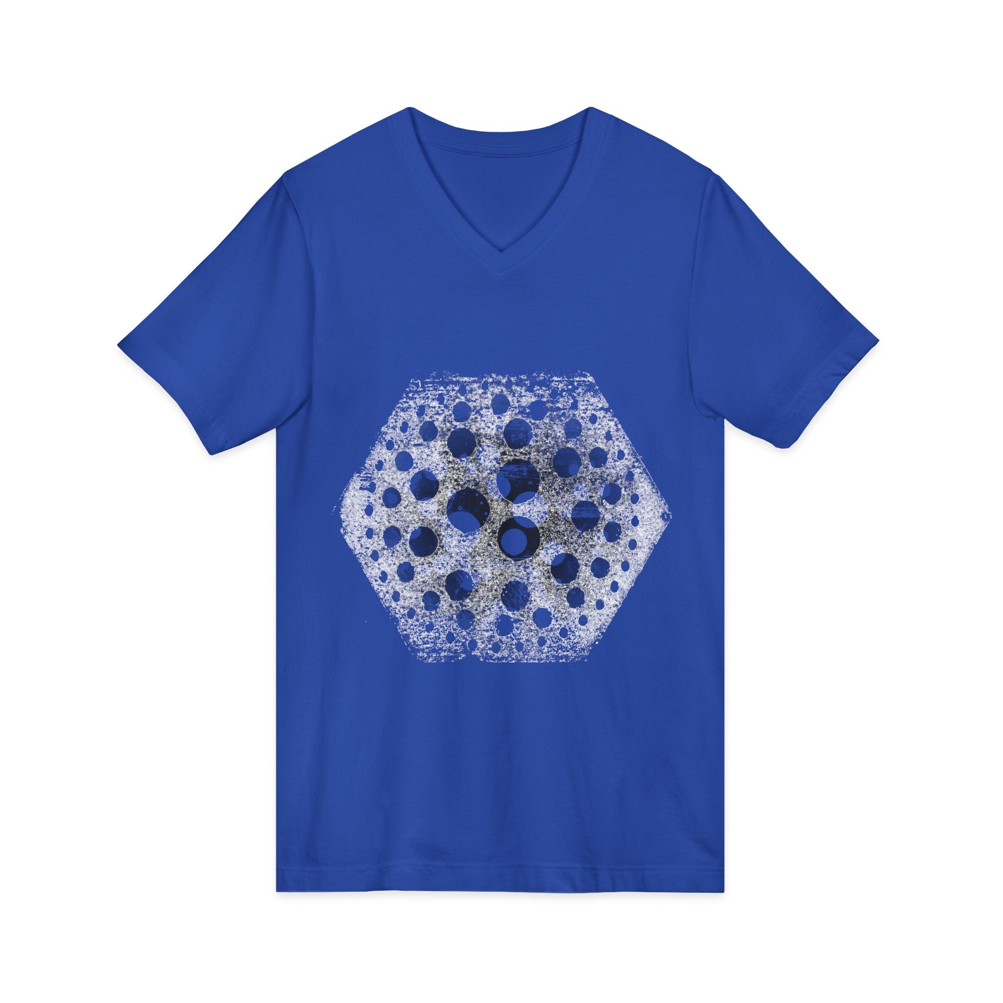 Hex Moon Graphic Tee Design Hex26 — T-shirt met V-hals en vintage astronomisch design, geïnspireerd op Space Cheese