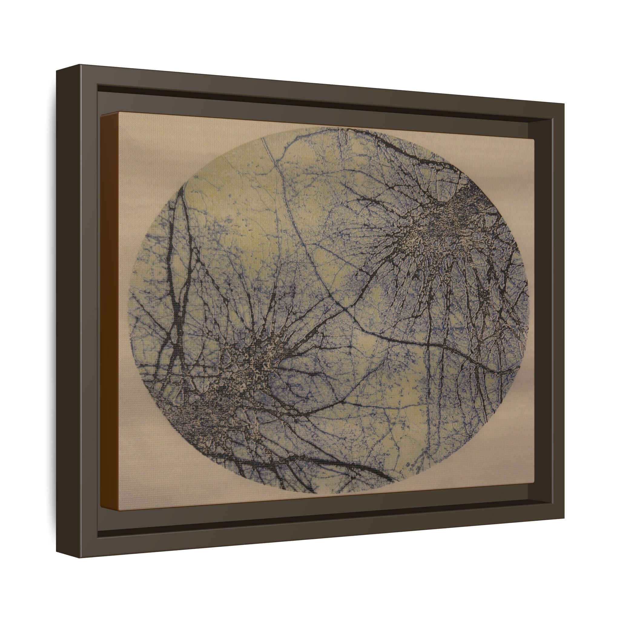 Framed Matte Canvas Art, no 19 — Twin Tree Wood-Carving Reproduction (Black, Metallic Titanium & Casual Khaki)