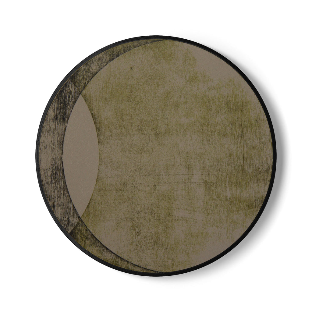 Minimalist Olive Moon Ceramic Coaster — Modern Abstract Drink Coaster