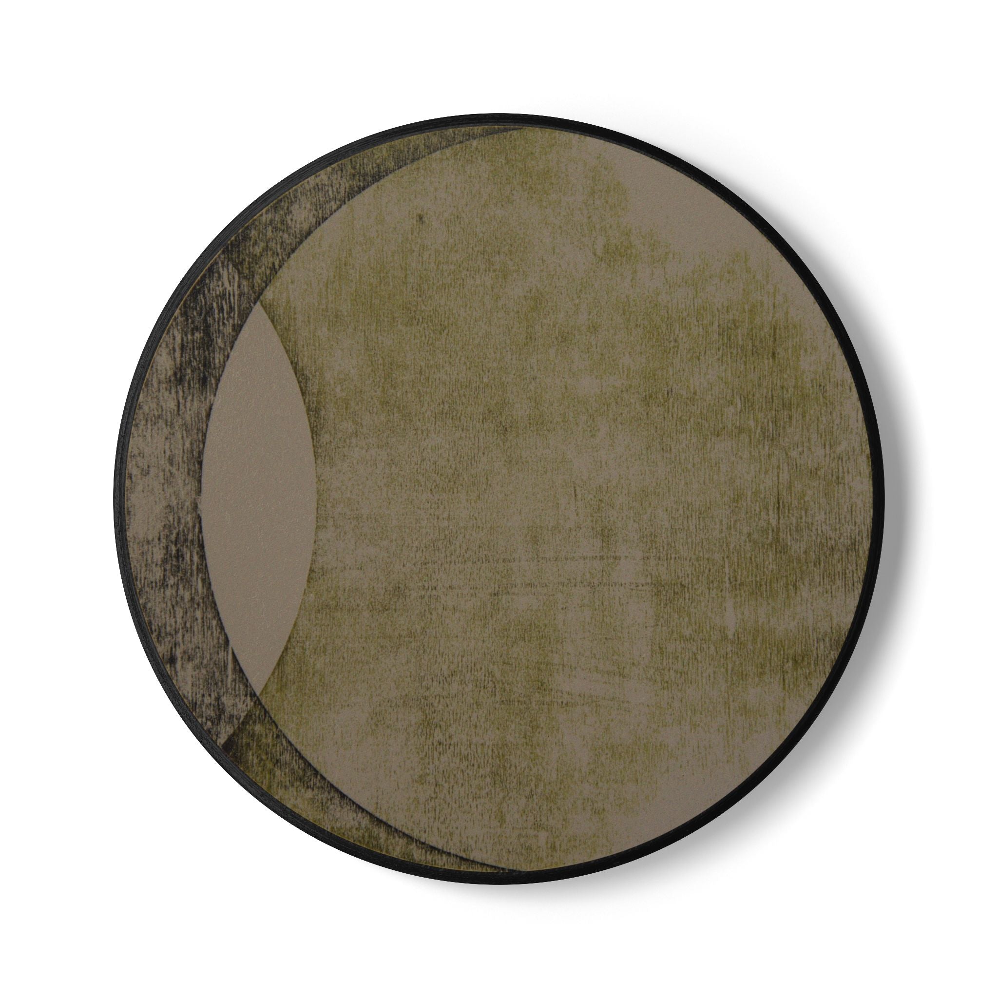 Minimalist Olive Moon Ceramic Coaster — Modern Abstract Drink Coaster