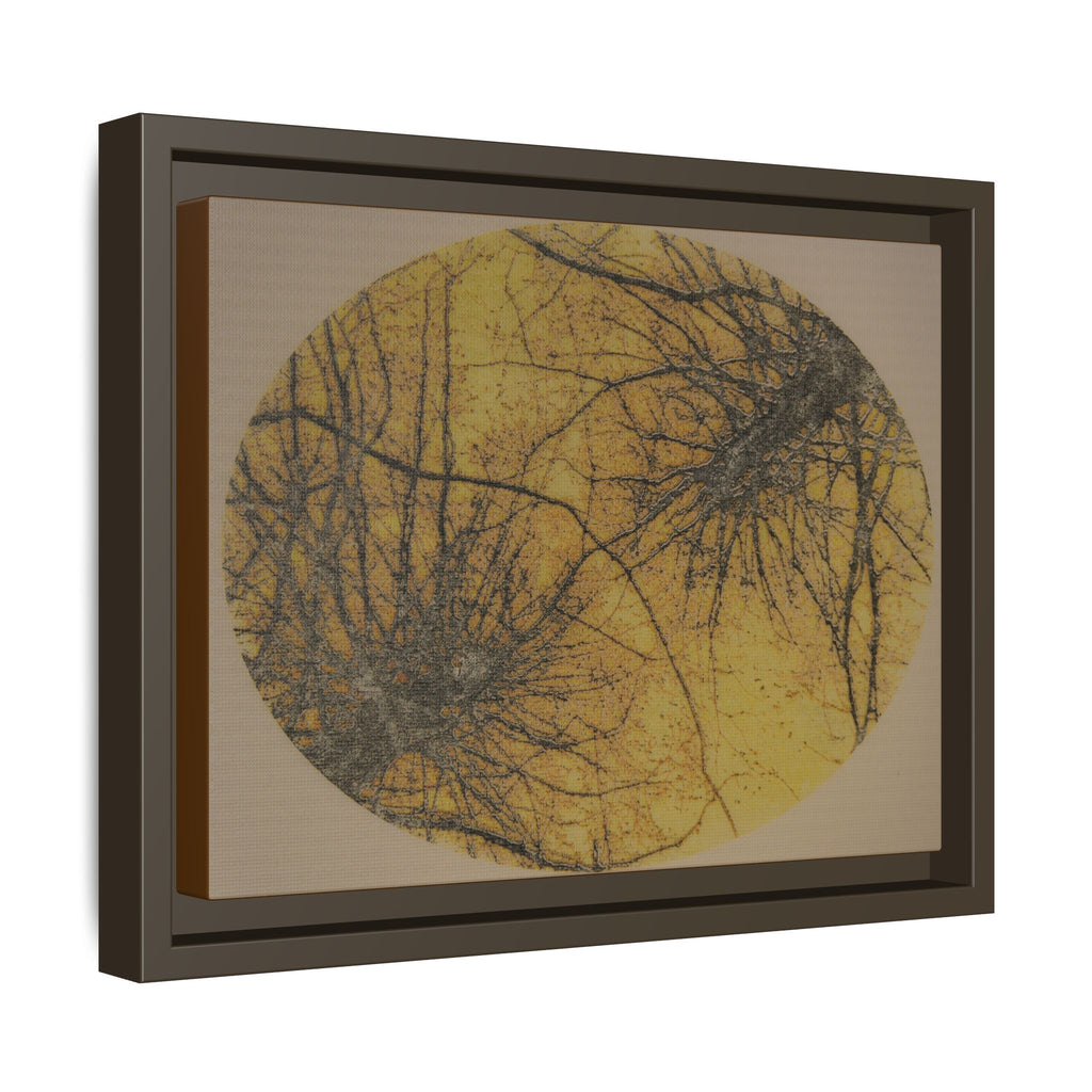 Framed Matte Canvas Art, no 45 — Twin Tree Wood-Carving Reproduction (Black, Bold Gold & Matte Goldenrod)