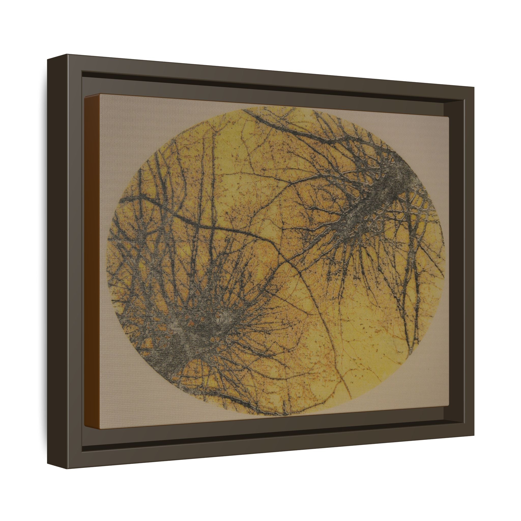Framed Matte Canvas Art, no 45 — Twin Tree Wood-Carving Reproduction (Black, Bold Gold & Matte Goldenrod)