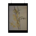 Botanical Bamboo Art Poster — Minimalist Yellow & Gray Matte Vertical Print