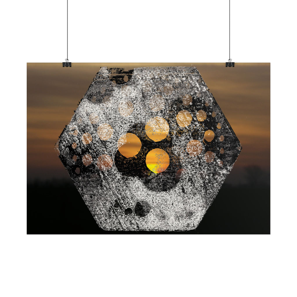 Abstract Hexagon Sunset Horizontal Poster