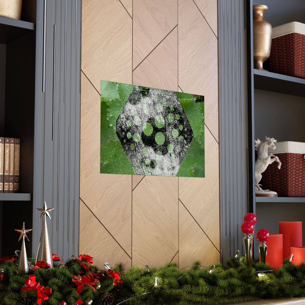 Matte Horizontal Poster — Green Hexagon Botanical Abstract Wall Art