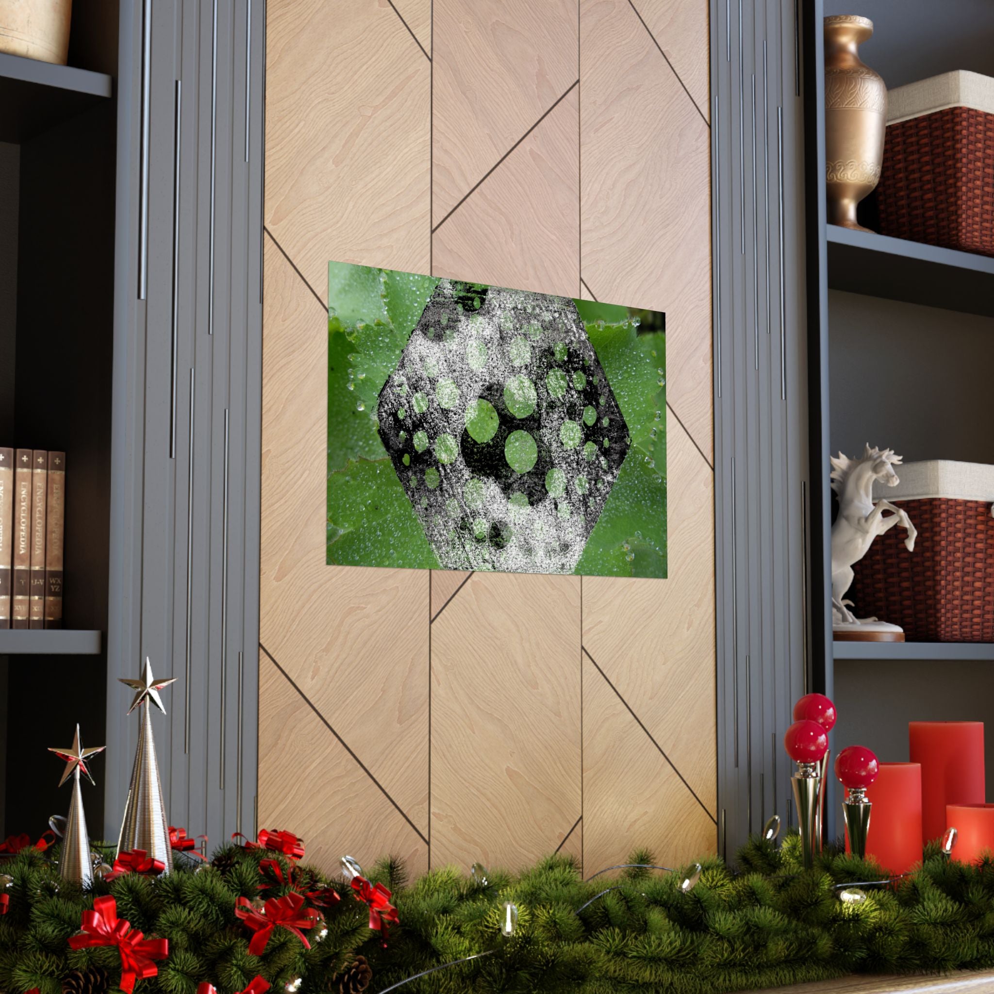 Matte Horizontal Poster — Green Hexagon Botanical Abstract Wall Art