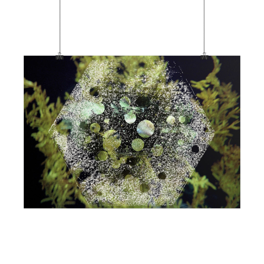 Abstract Green Hexagon Poster — Botanical Geometric Wall Art