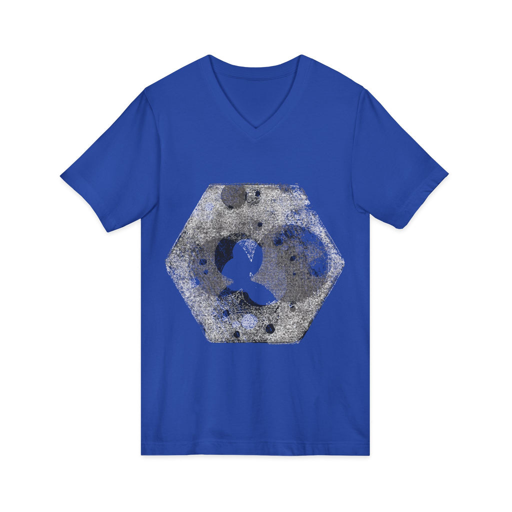 Hex Moon Graphic V-Neck Tee Design Hex18 — Distressed Space Cheese Vintage Astronomy V-Neck T-Shirt