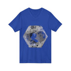 Hex Moon Graphic V-Neck Tee Design Hex18 — Distressed Space Cheese Vintage Astronomy V-Neck T-Shirt