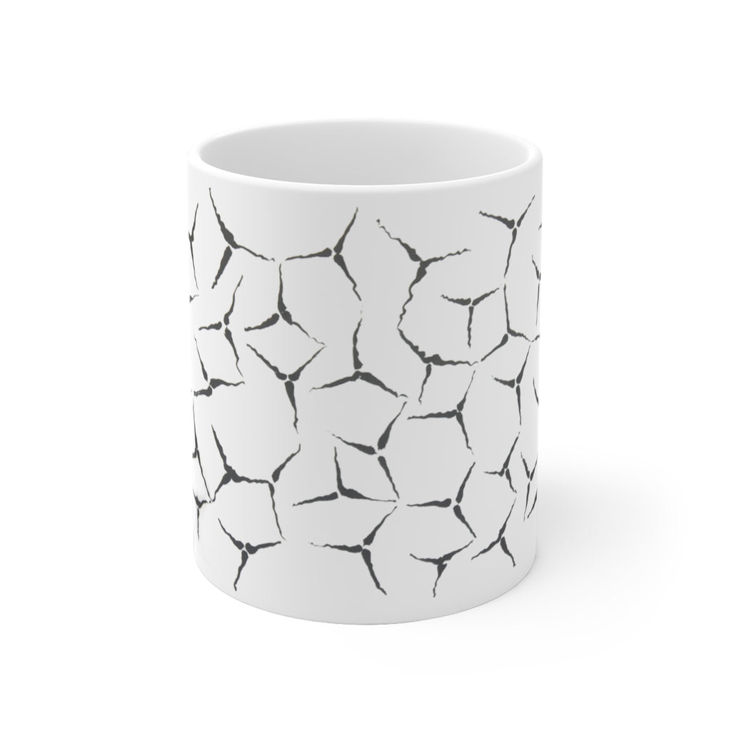 Cracked Stone Pattern Ceramic Mug — Minimal Black & White Coffee Cup
