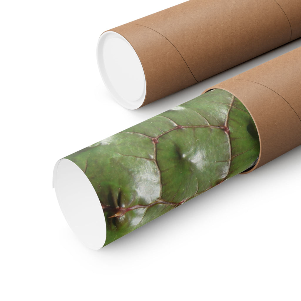 Botanical Hex Abstract Matte Poster — Green Leaf Texture Horizontal Wall Art