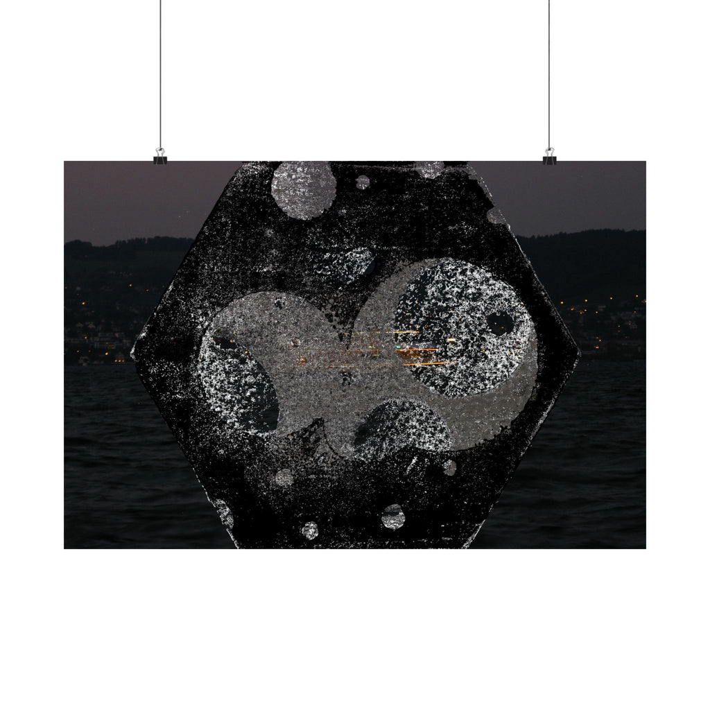 Matte Horizontal Poster — Abstract Cosmic Hexagon Nightscape