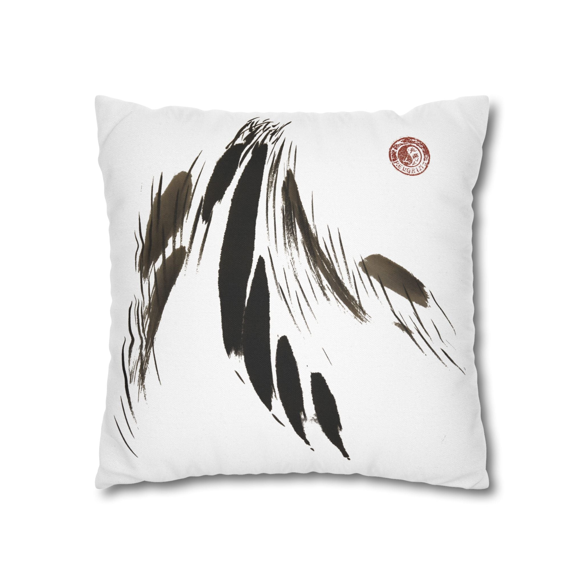 Feather Brushstroke Decorative Pillowcase — Minimal Zen Accent Cushion