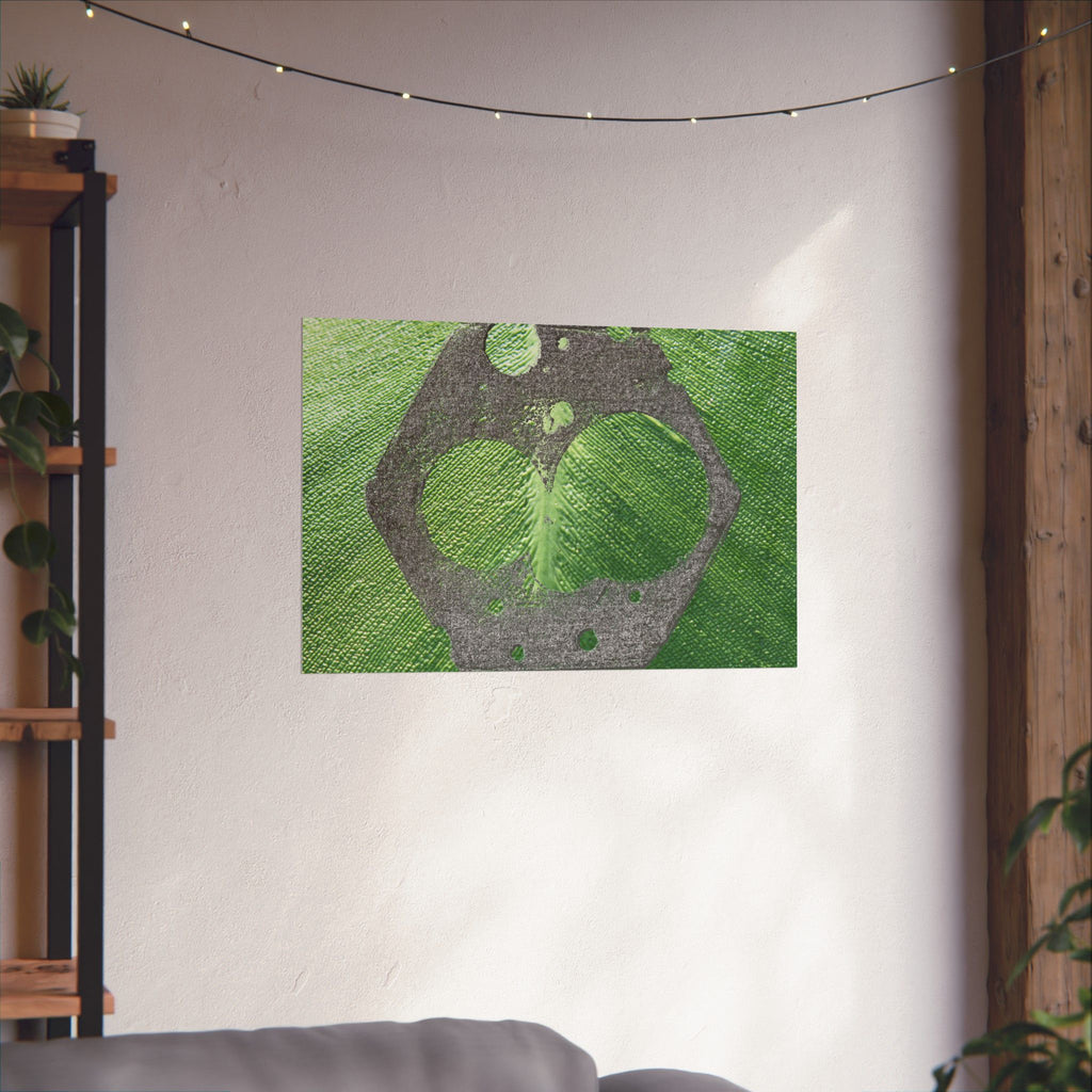 Groene abstracte cirkelkunst, matte horizontale poster | Moderne geometrische wanddecoratie 