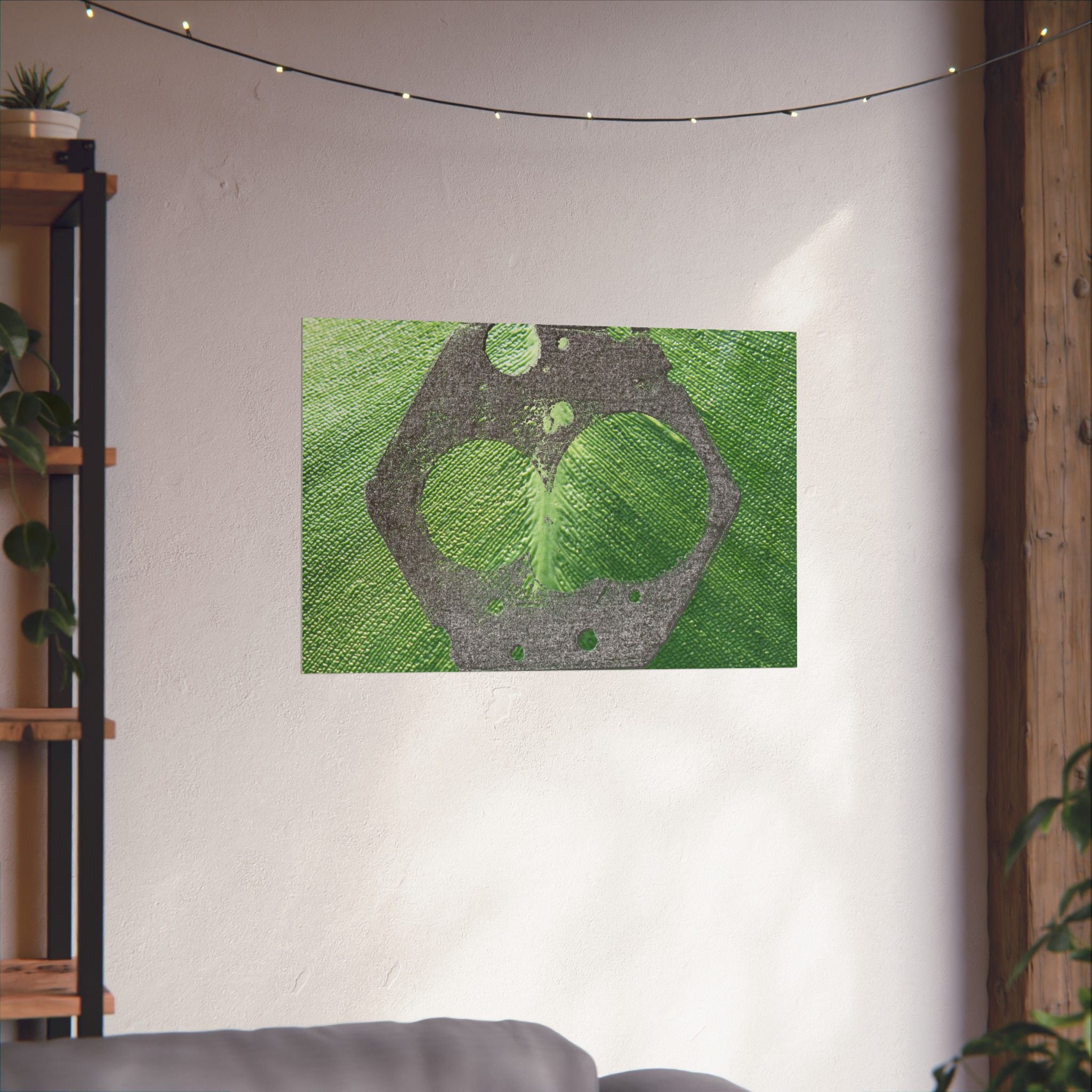 Groene abstracte cirkelkunst, matte horizontale poster | Moderne geometrische wanddecoratie 