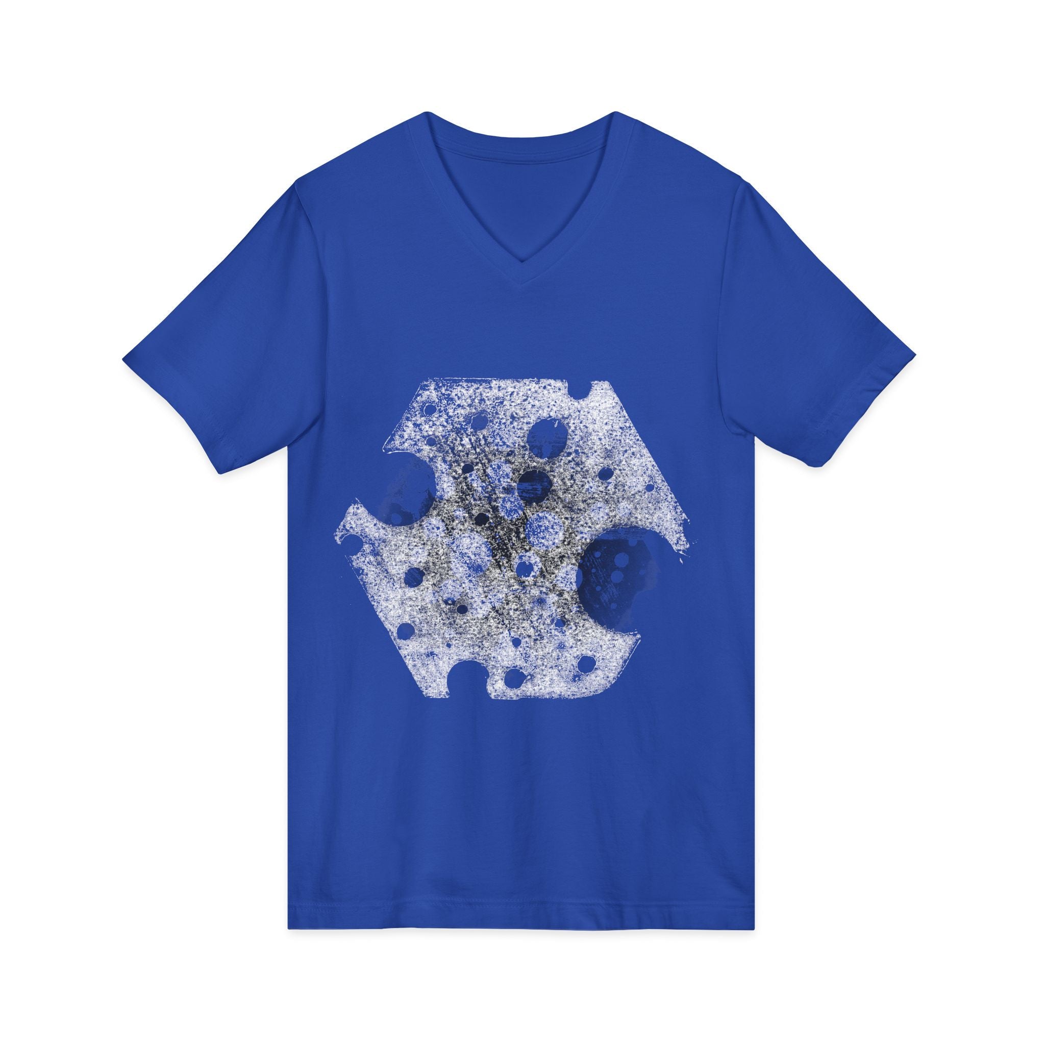 Hex Moon Graphic Tee Design Hex31 — Distressed Space Cheese Vintage Astronomy V-Neck T-Shirt
