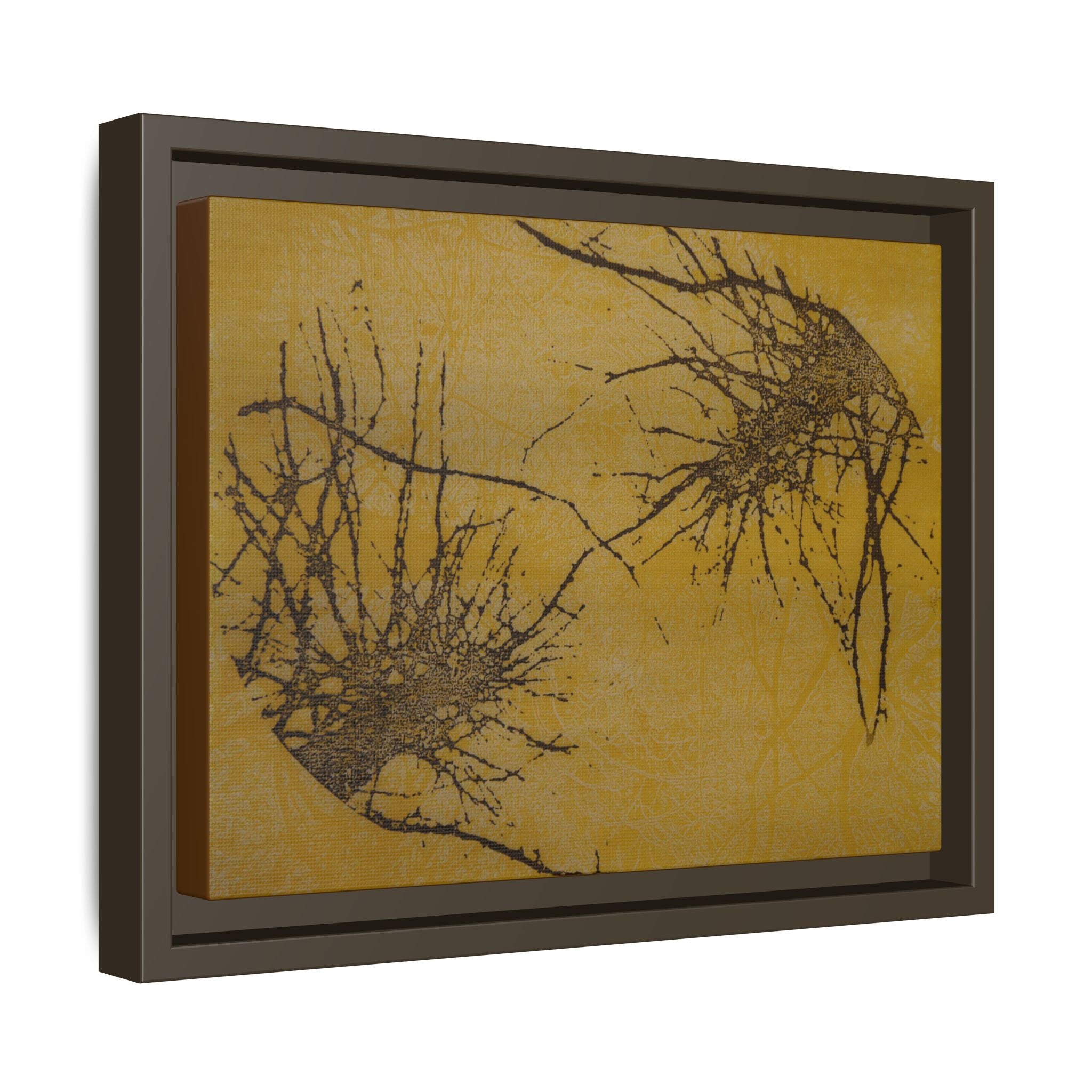 Framed Matte Canvas Art, no 17 — Twin Tree Wood-Carving Reproduction (Black & Deep Buttered Rum)