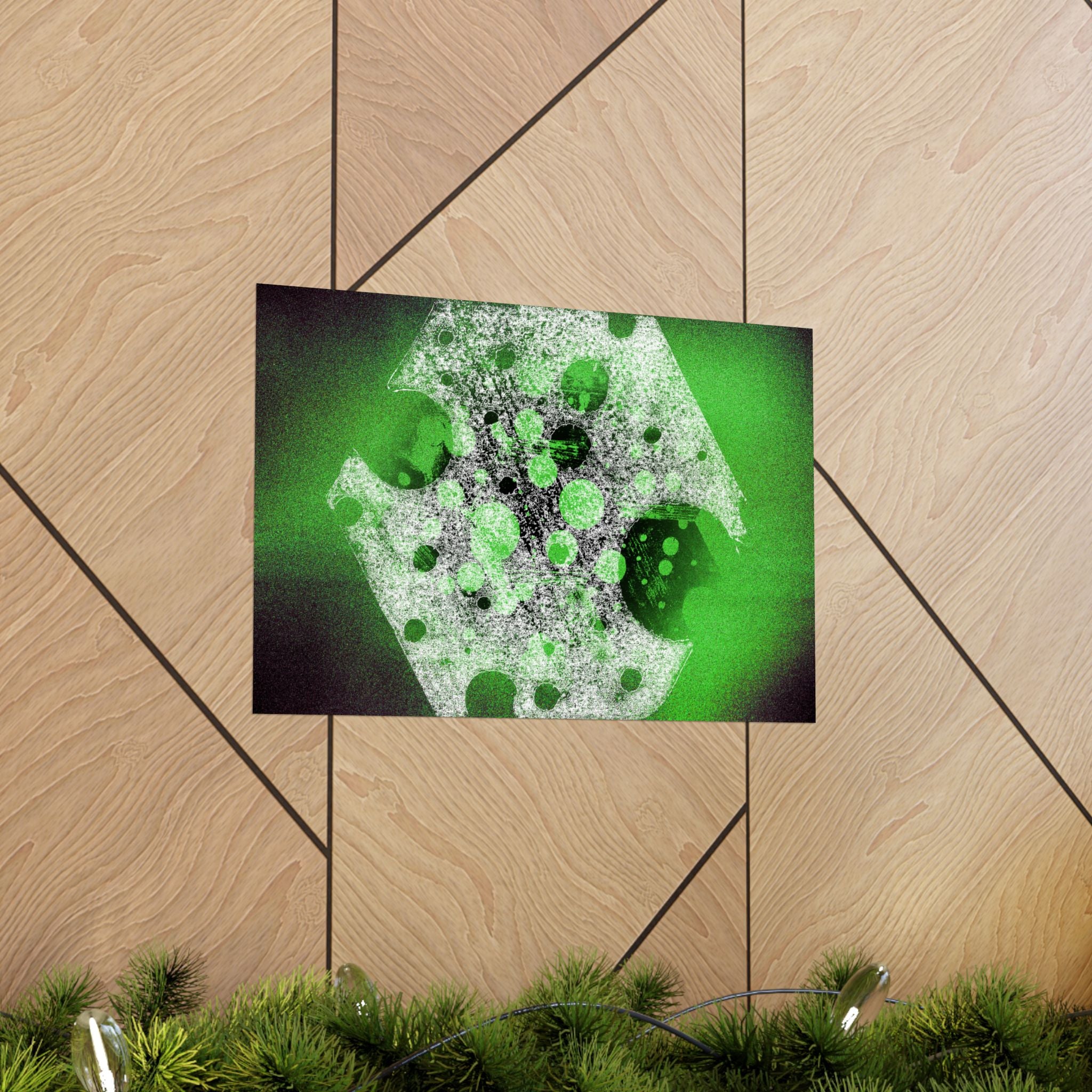 Abstract Green Galaxy Matte Poster — Horizontal Wall Art