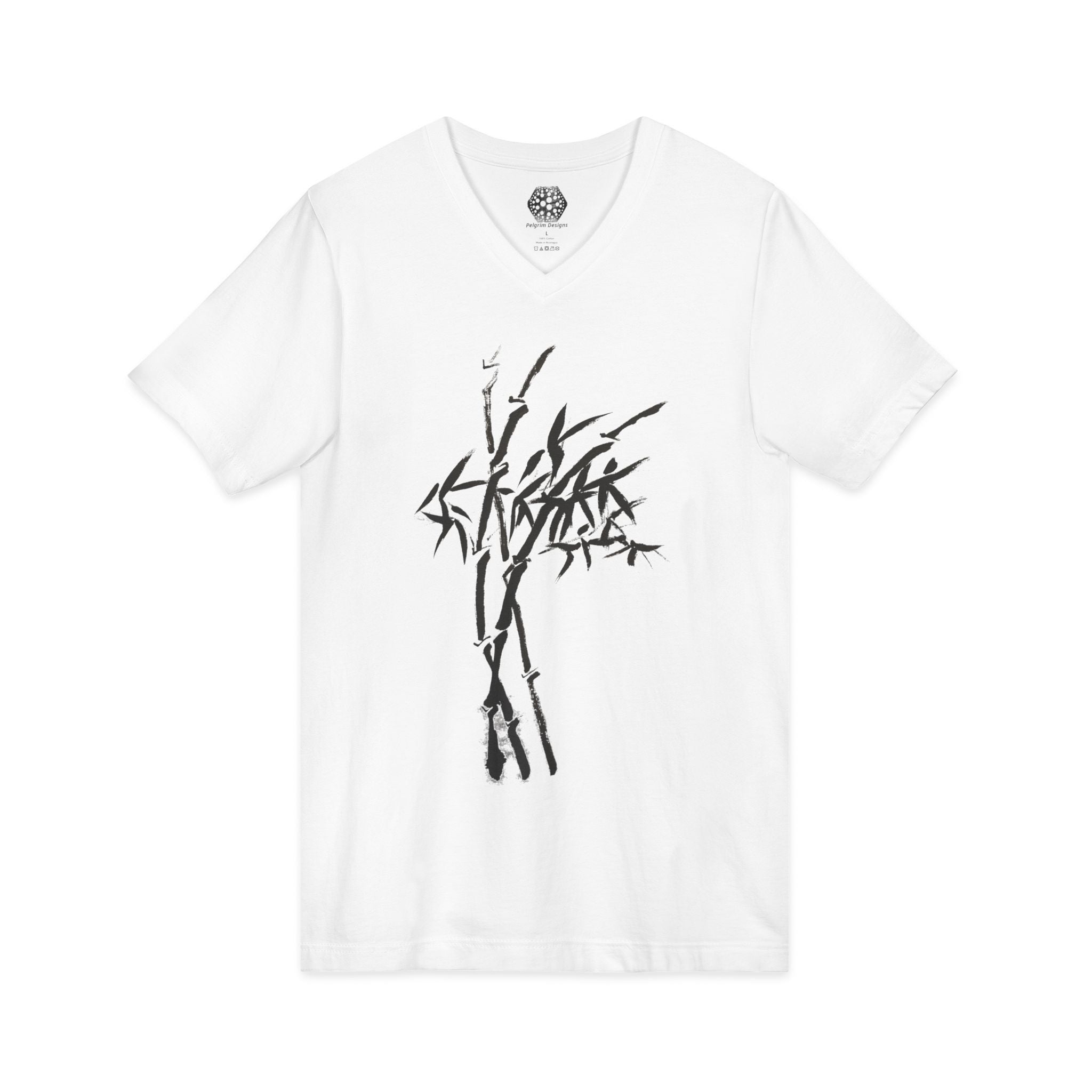 Bamboo Ink V-Neck Tee — Minimal Zen Bamboo Graphic Shirt
