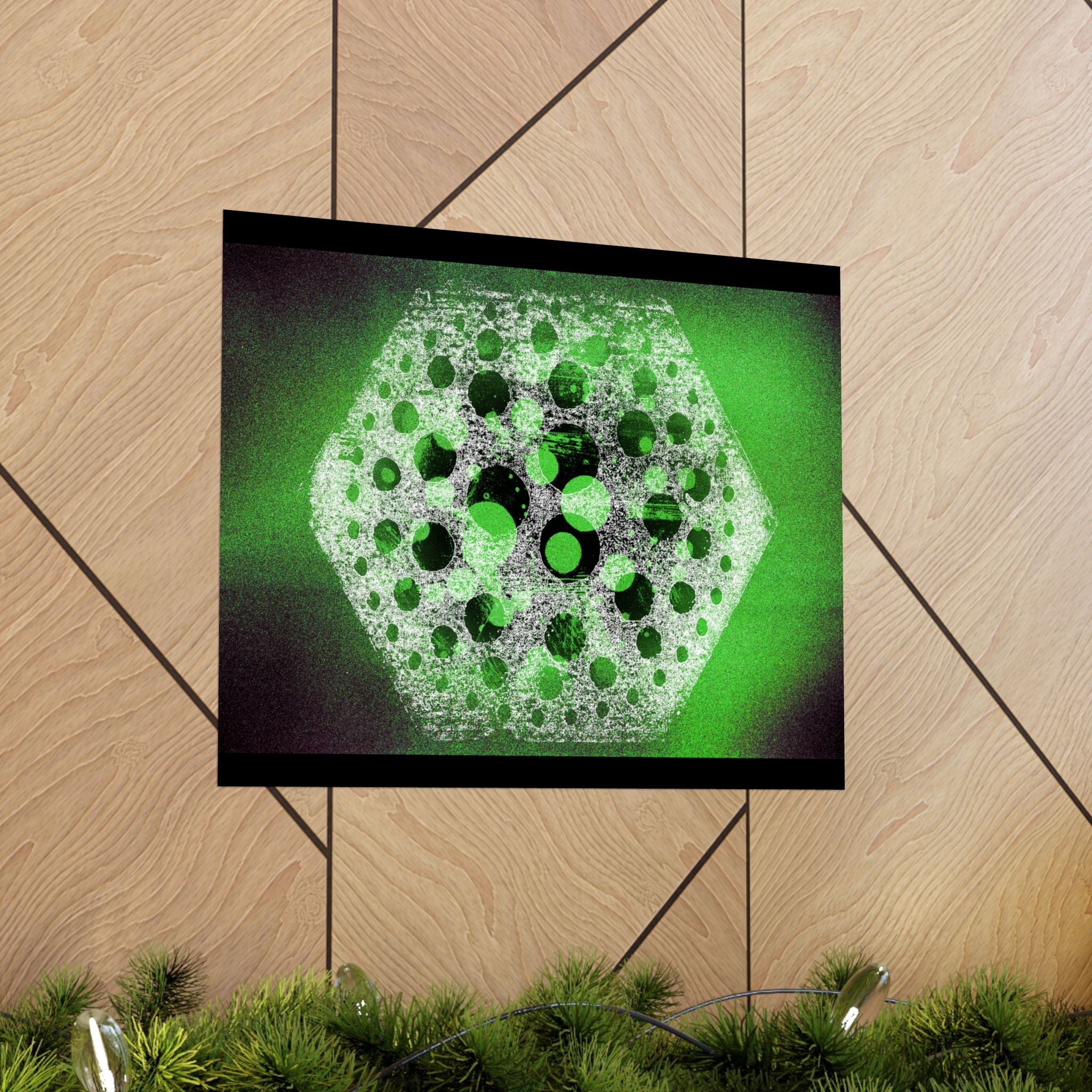 Abstract Hexagon Green Poster – Matte Horizontal Wall Art