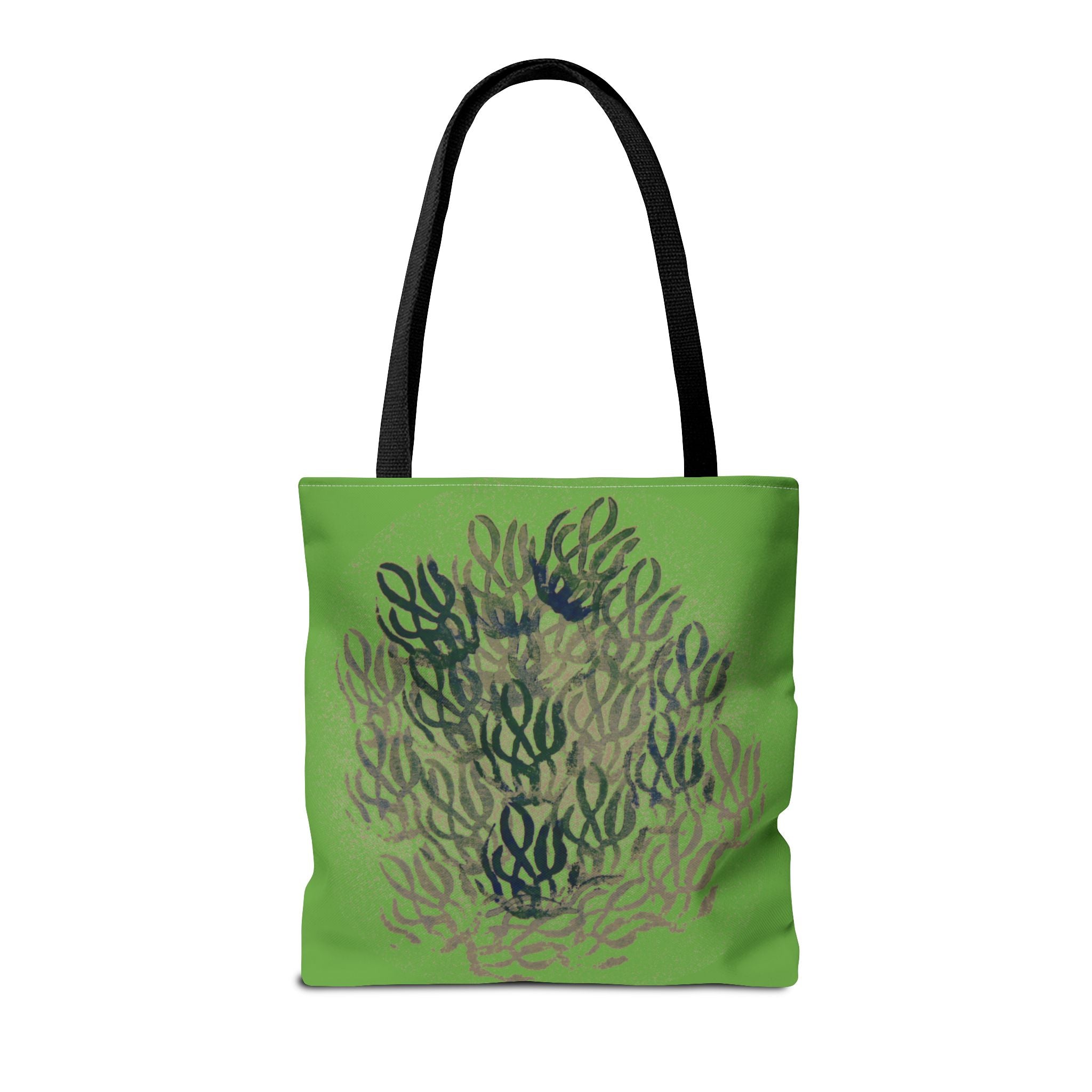 Green Abstract Coral Tote Bag – Ocean-Inspired All-Over Print Tote