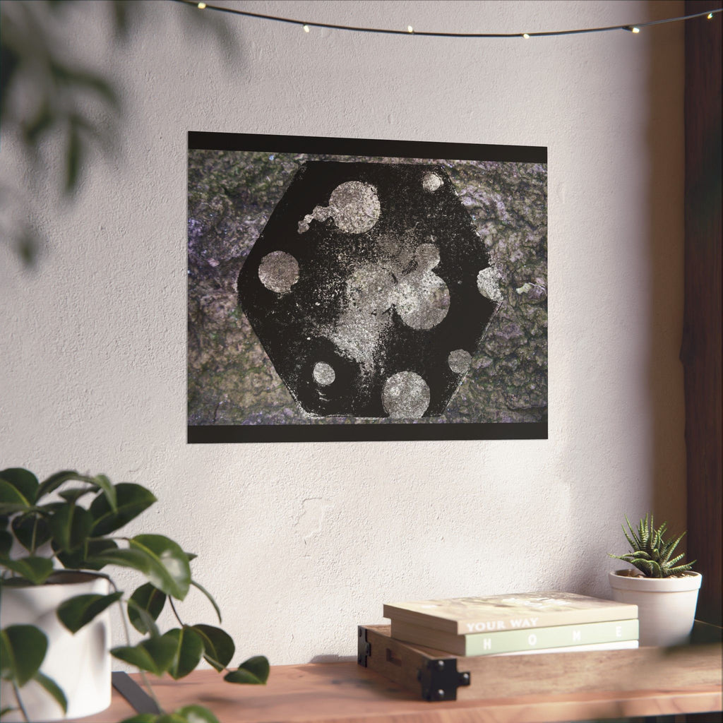 Abstract Galaxy Matte Poster — Black & Silver Cosmic Art (Horizontal)