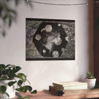 Abstract Galaxy Matte Poster — Black & Silver Cosmic Art (Horizontal)