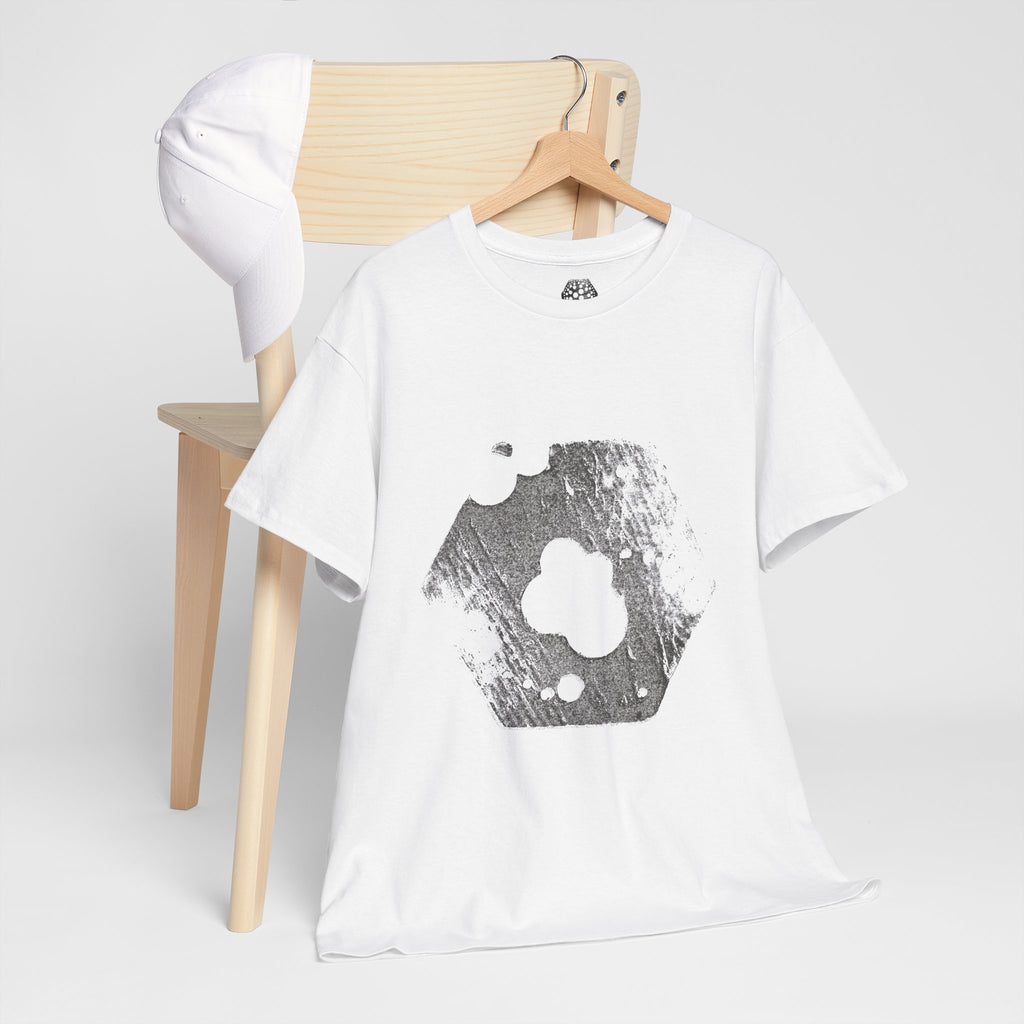 Hexagon Circles Graphic Tee — Digital Manual Print Art
