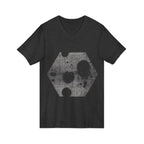 Hex Moon Graphic Tee Design Hex08— Distressed Space Cheese Vintage Astronomy V-Neck T-Shirt