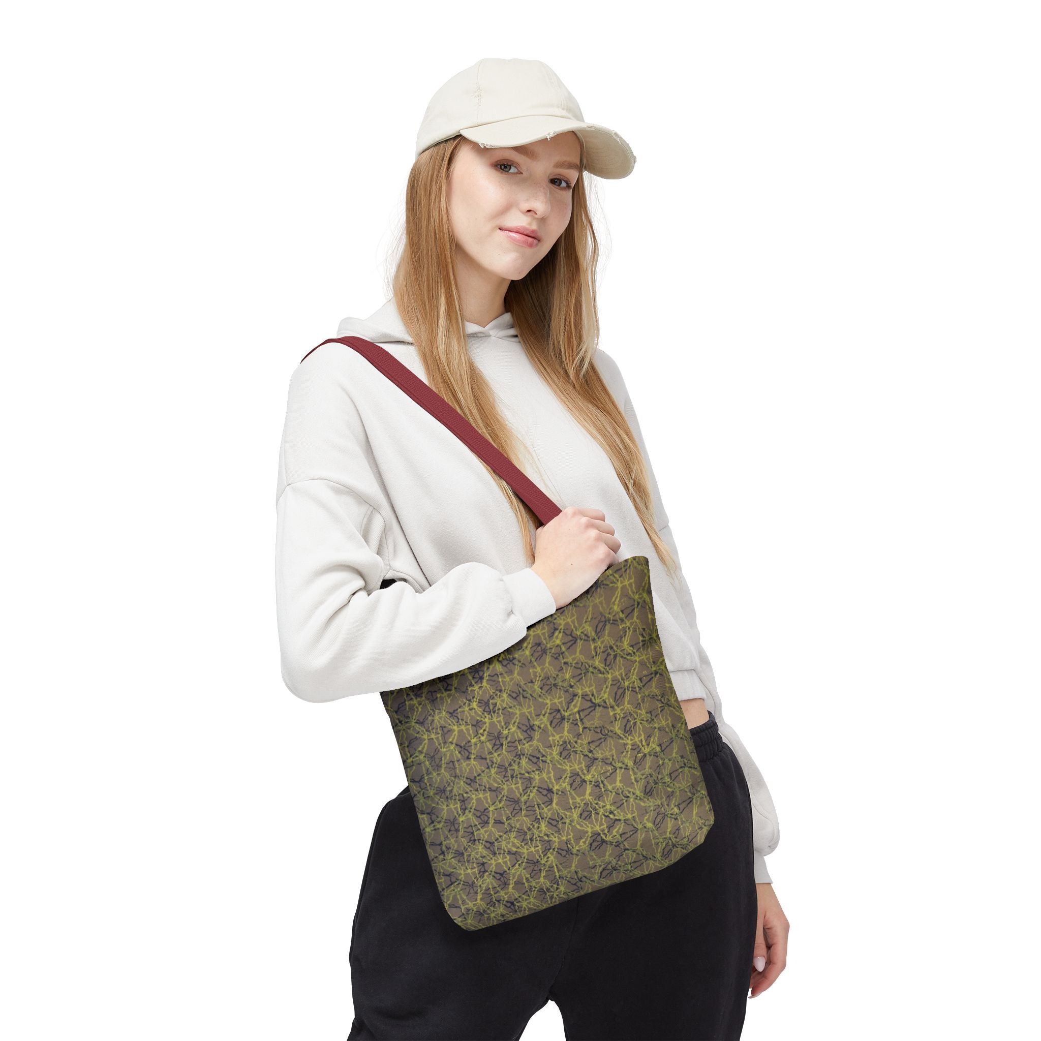 Abstract Olive Mosaic Tote Bag — All-Over-Print Reusable Shopper