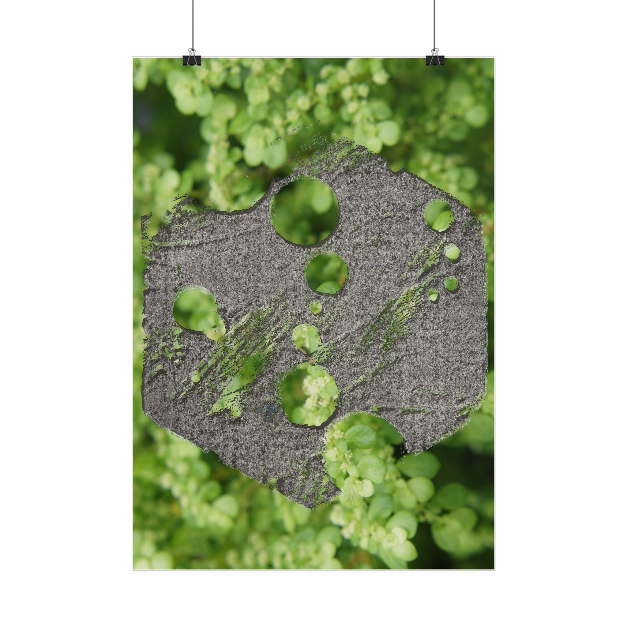 Abstract Moss Heart Poster — Botanical Green Wall Art