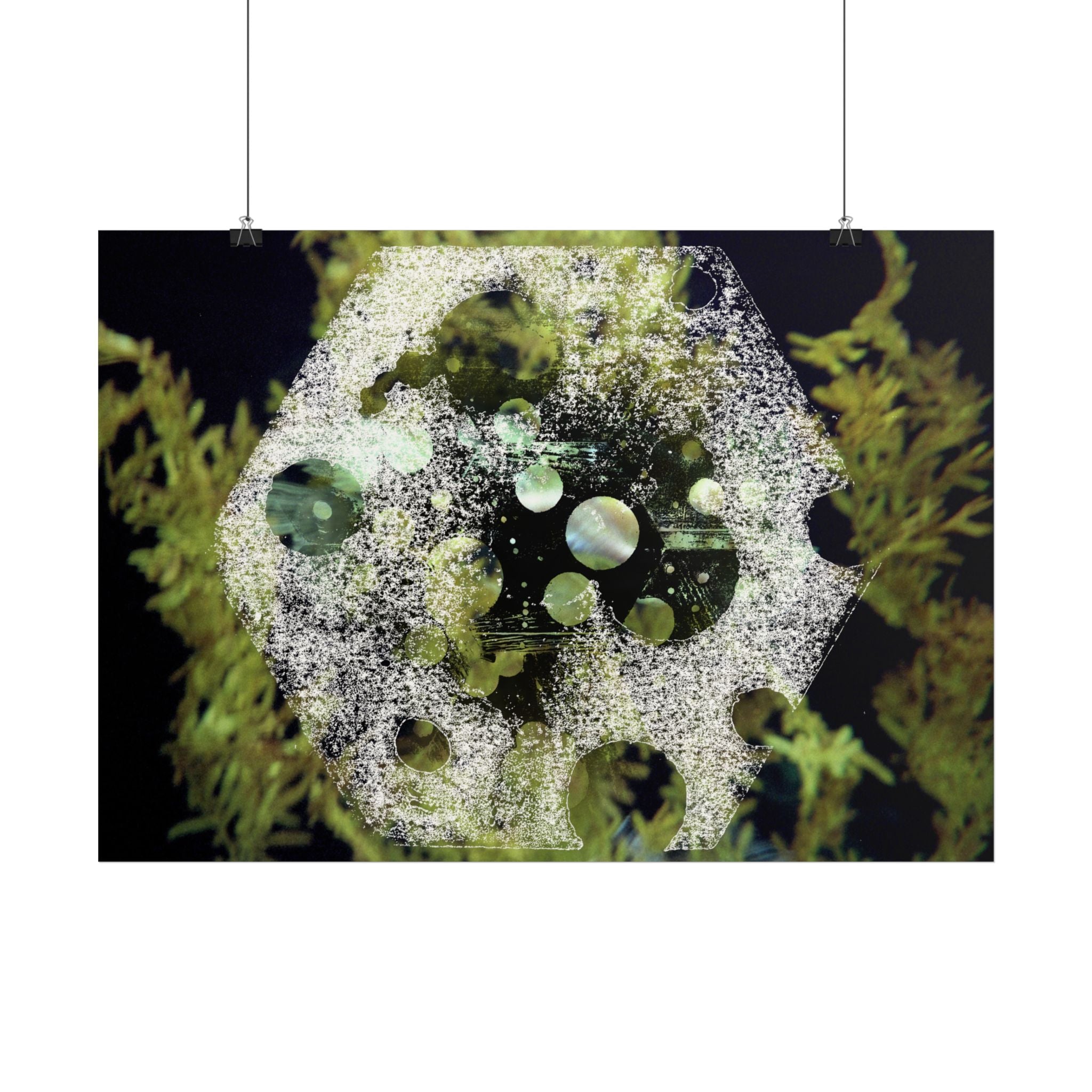 Abstract Green Bubble Matte Poster — Botanical Surreal Horizontal Wall Art