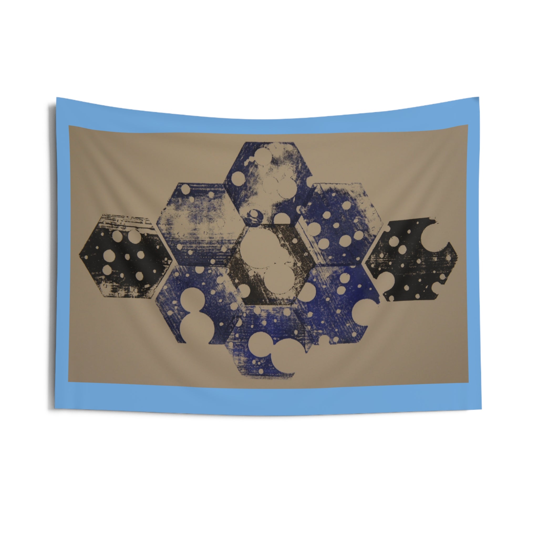 Hexagon Galaxy Wall Tapestry — Geometric Space Art for Living Room & Dorm Decor