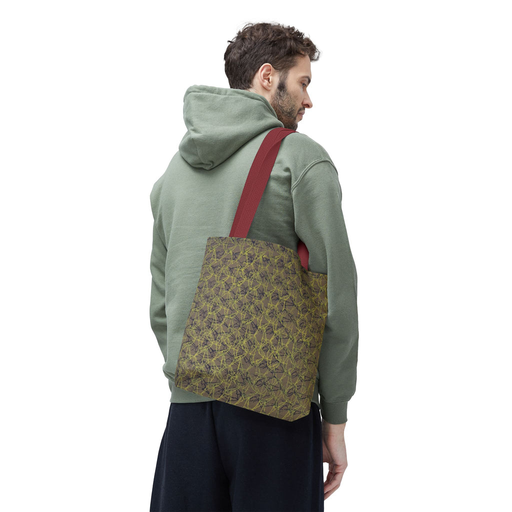Abstract Olive Mosaic Tote Bag — All-Over-Print Reusable Shopper