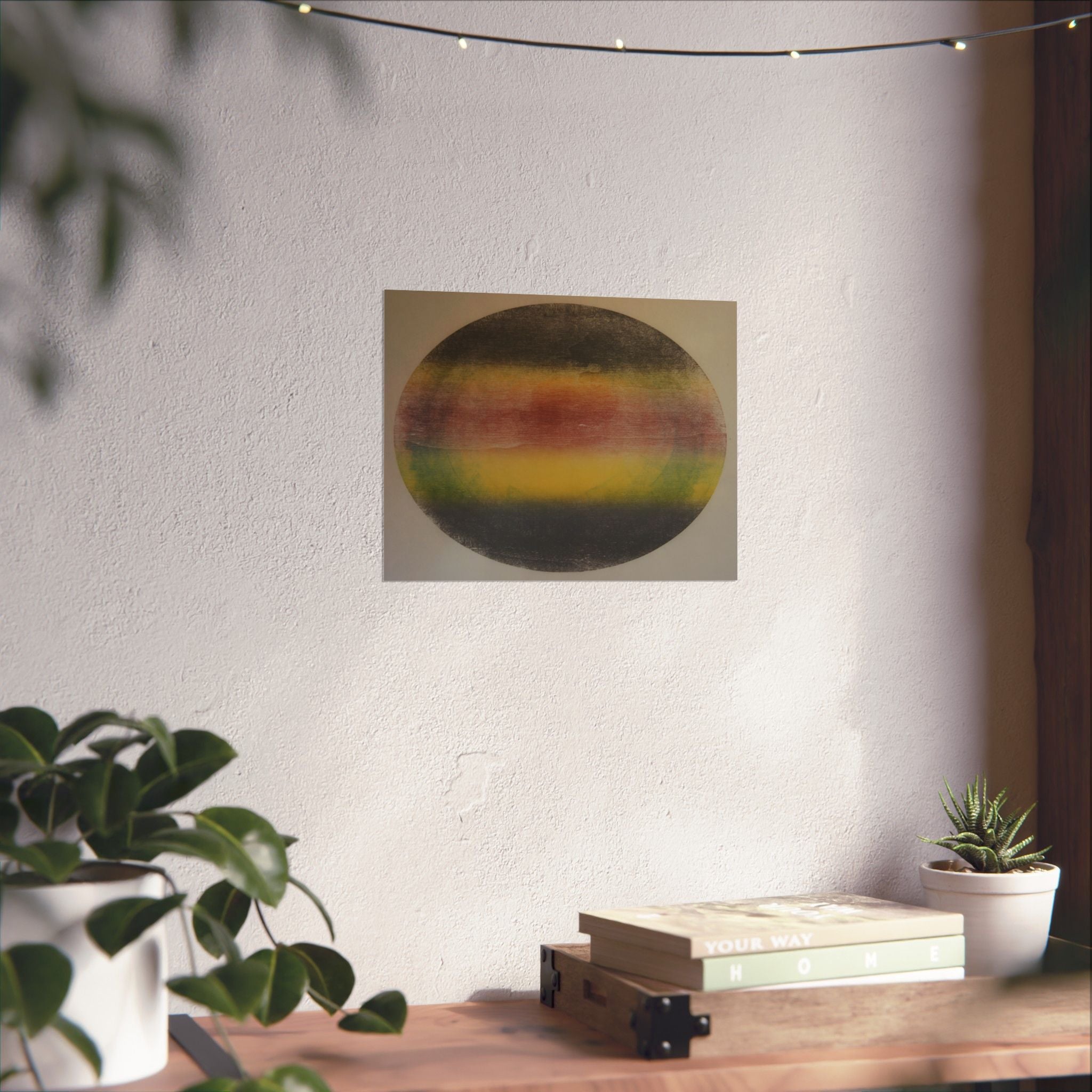 Abstracte regenboogbol, matte poster — Minimalistische horizontale wanddecoratie 