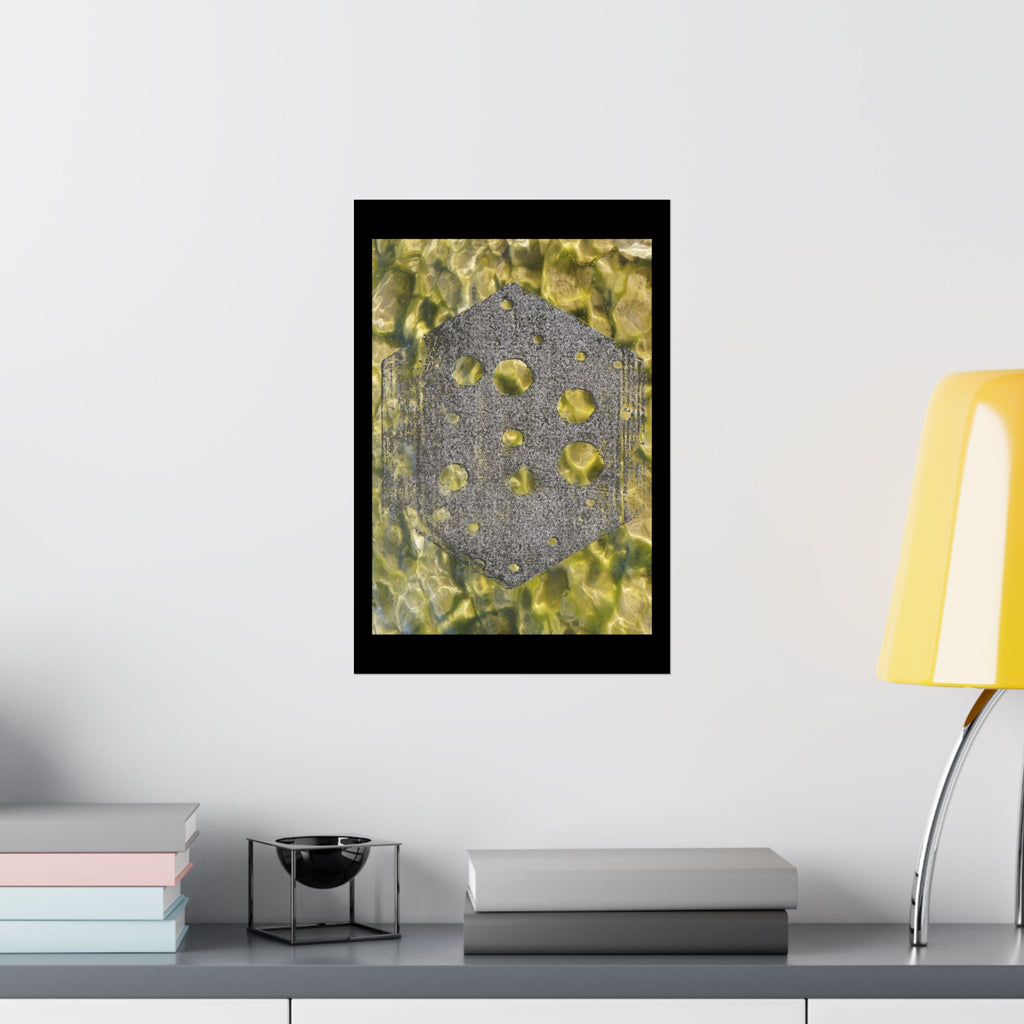 Abstract Hex Tile Poster — Gold Water Texture Matte Vertical Print