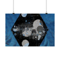 Abstract Blue Hexagon Poster — Matte Horizontal Wall Art