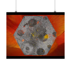 Abstract Hexagon Art Poster — Red Orange Matte Horizontal Print