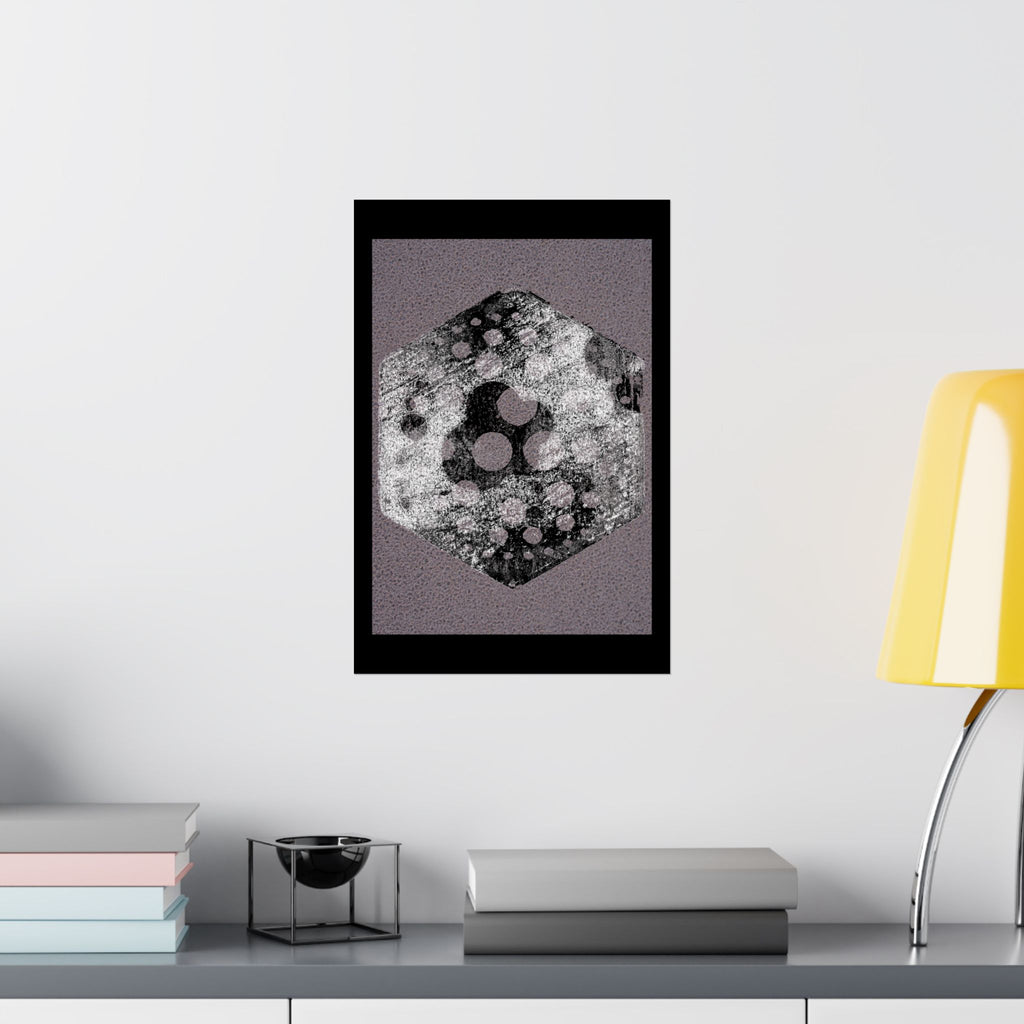 Abstract Hexagon Art Poster — Textured Grunge Matte Vertical Print