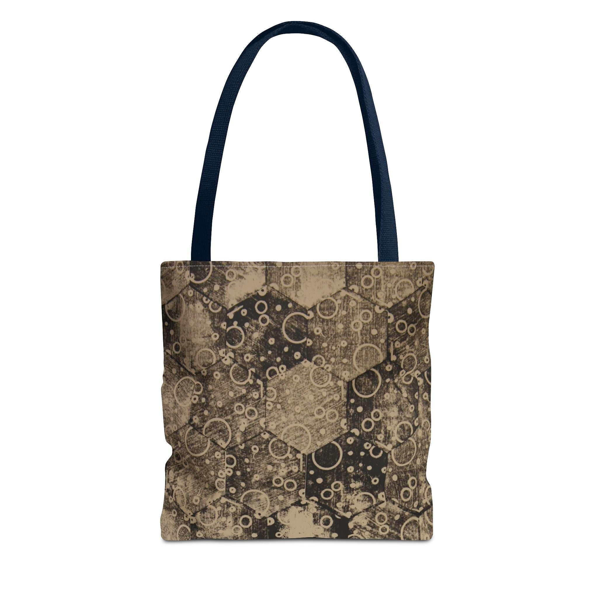 Vintage Hexagon Pattern Tote Bag – Sepia Geometric All-Over Print
