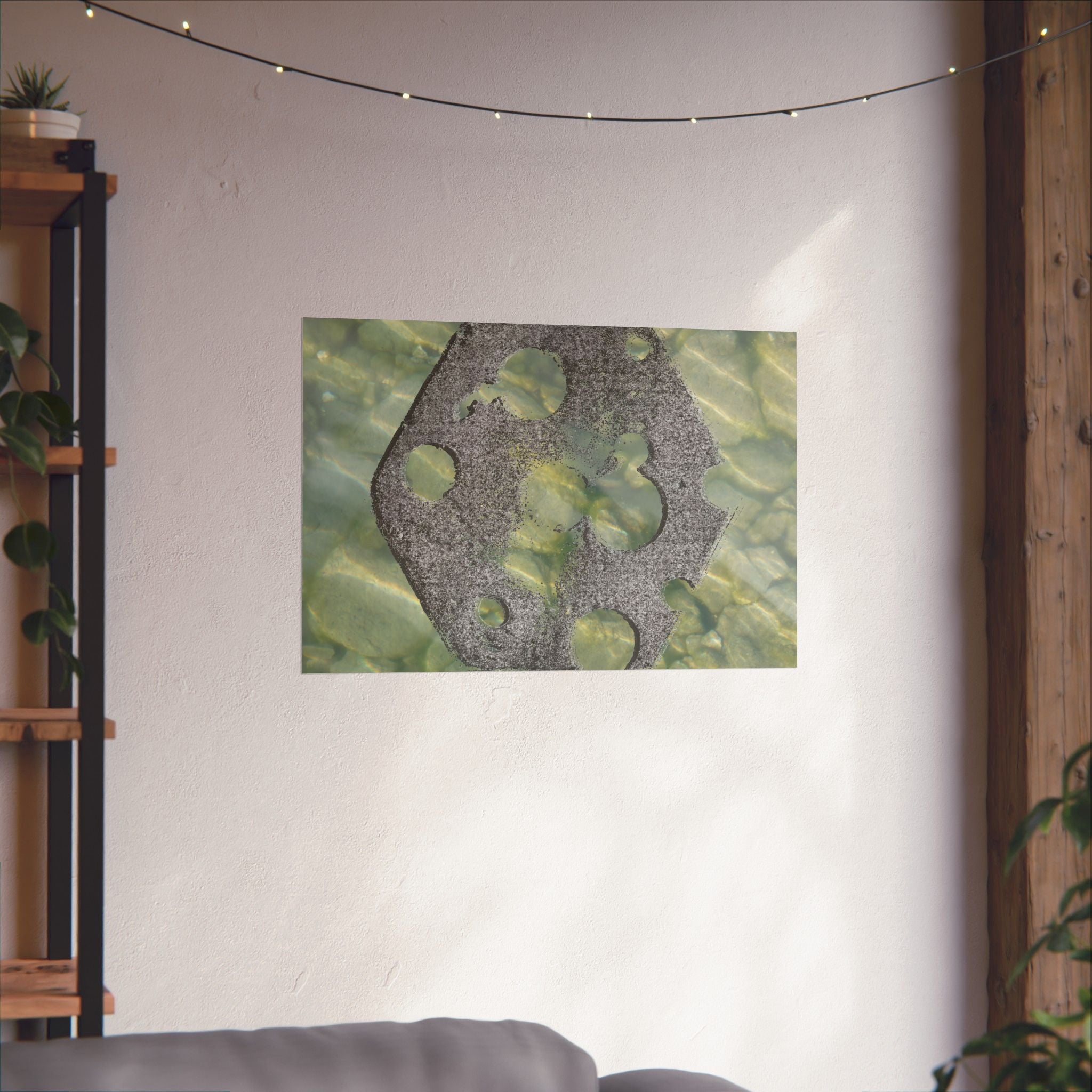 Abstract Seagrass & Stone Matte Horizontal Poster — Coastal Texture Wall Art