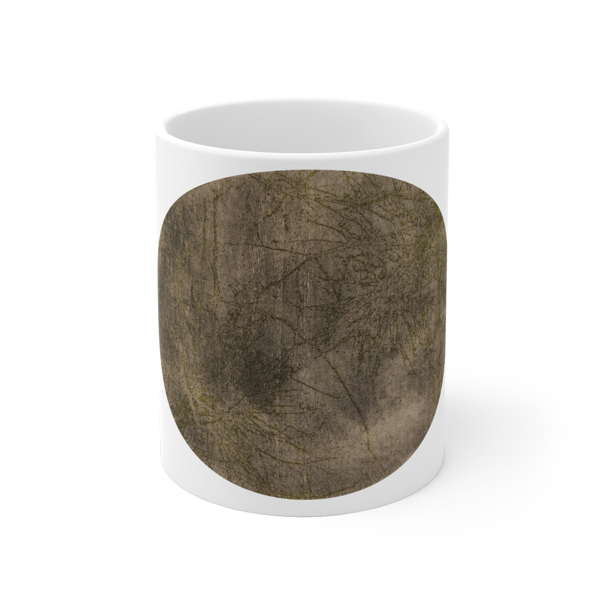Rustic Grunge Circle Ceramic Mug — Earthy Vintage Coffee Cup - no 43